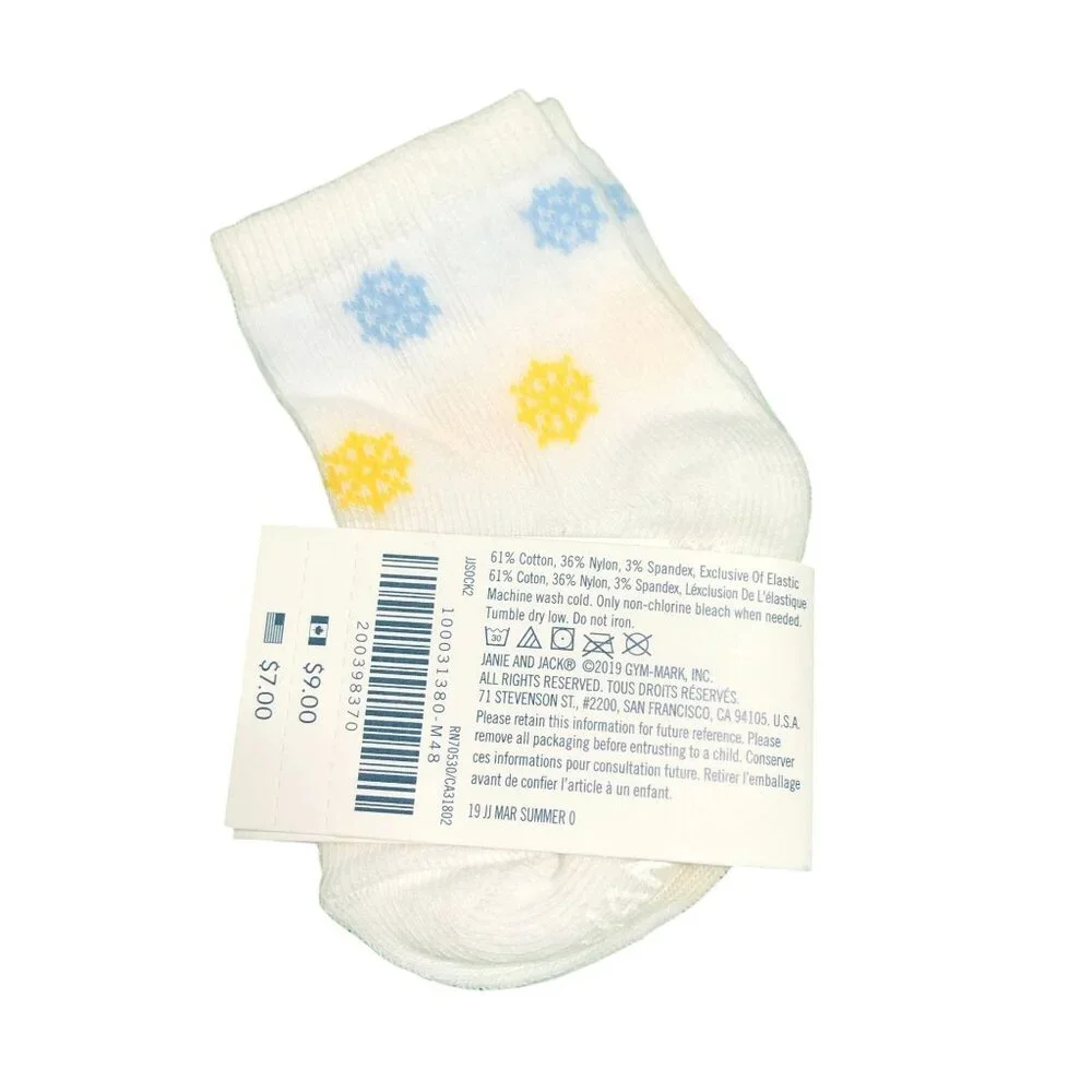 Janie and Jack Boys Girls Socks Nautical Ship Wheel Blue Yellow White 0-3M